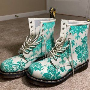 Dr. Marten 1460 Velvet Floral Damask Boots Size 9